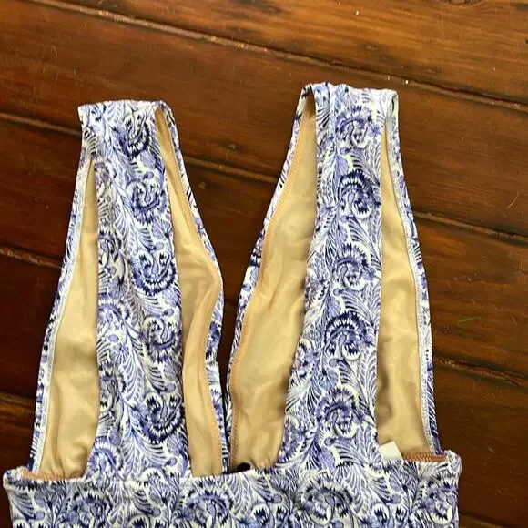 NWT J. Crew deep V neck plunge printed swimsuit sz 10